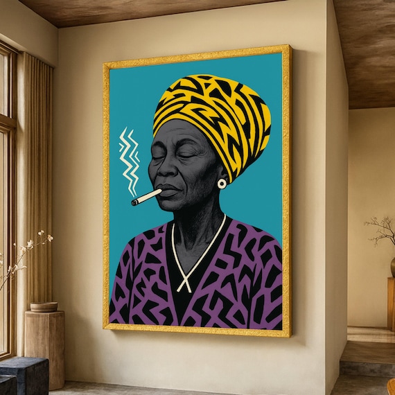 African Woman Headwrap Portrait Pop Art Bold Colors Modern Art Poster