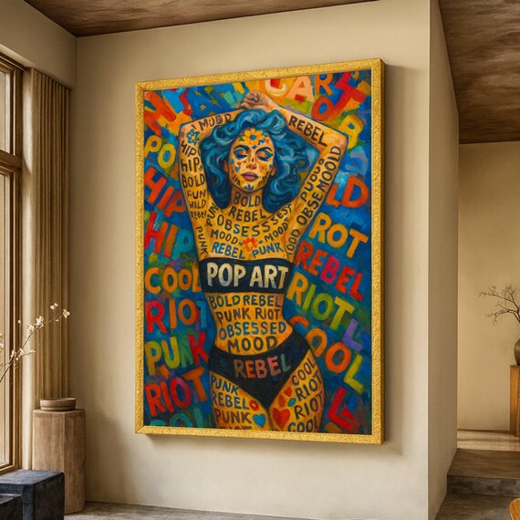 Bold Pop Art Rebel Punk Riot Woman Colorful Typography Poster