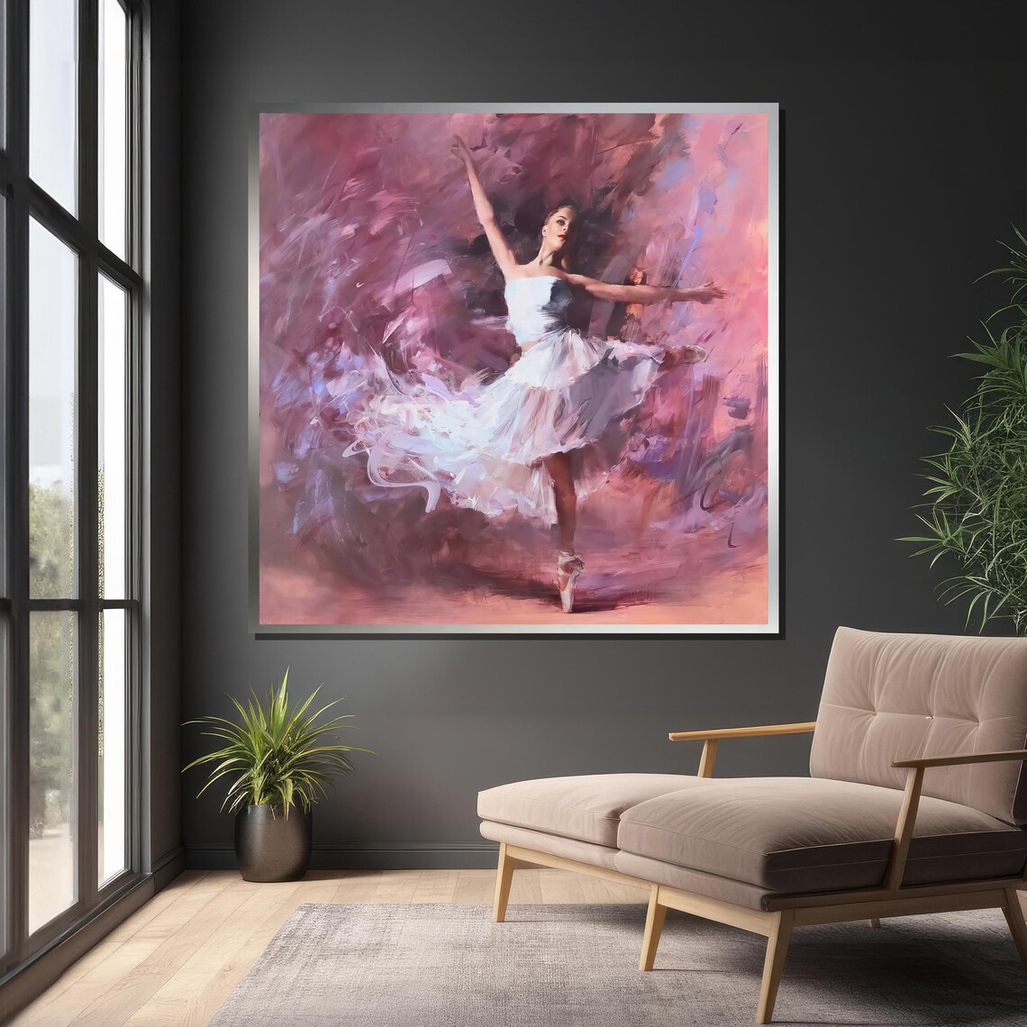 Elegant Ballerina in White, Abstract Dance Art - Image 4