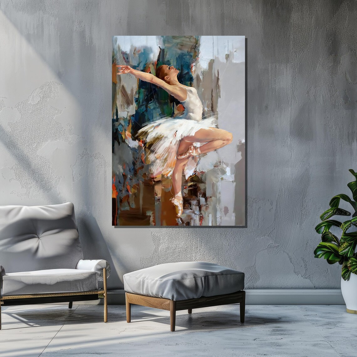 Elegant Ballerina Art Print, Abstract Background - Image 4