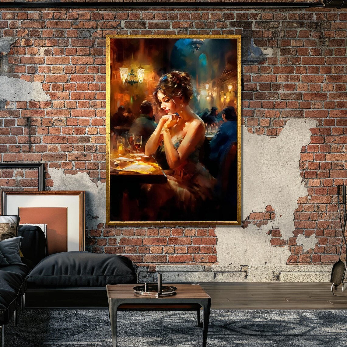 Romantic Evening Woman, Elegant Impressionist Scene - Image 6