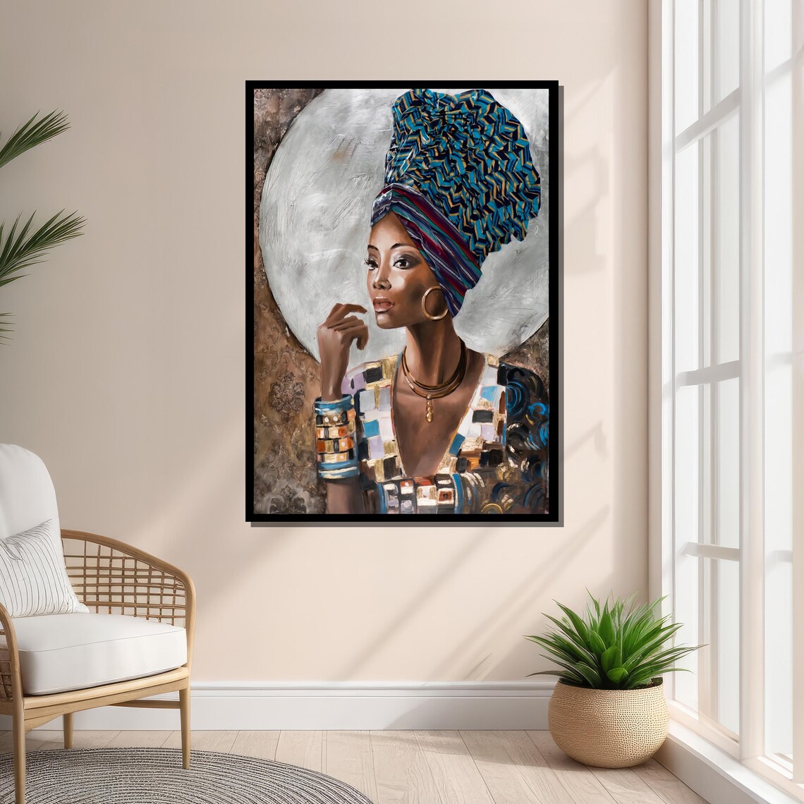 Elegant African Woman, Modern Art Deco Portrait - Image 5