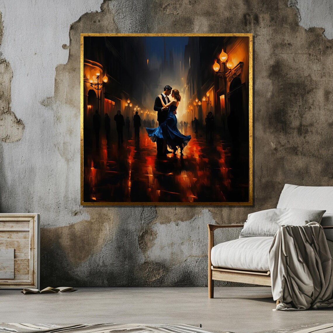Romantic Night Dance, Elegant Couple City Scene - Image 5
