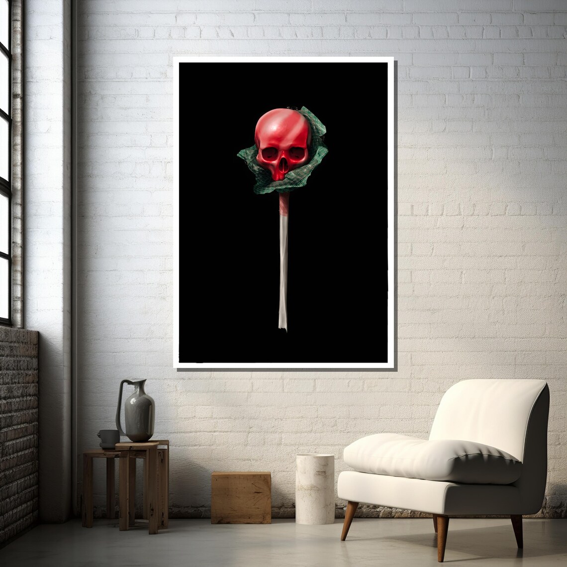 Red Skull Lollipop, Surreal Pop Art Decor - Image 5
