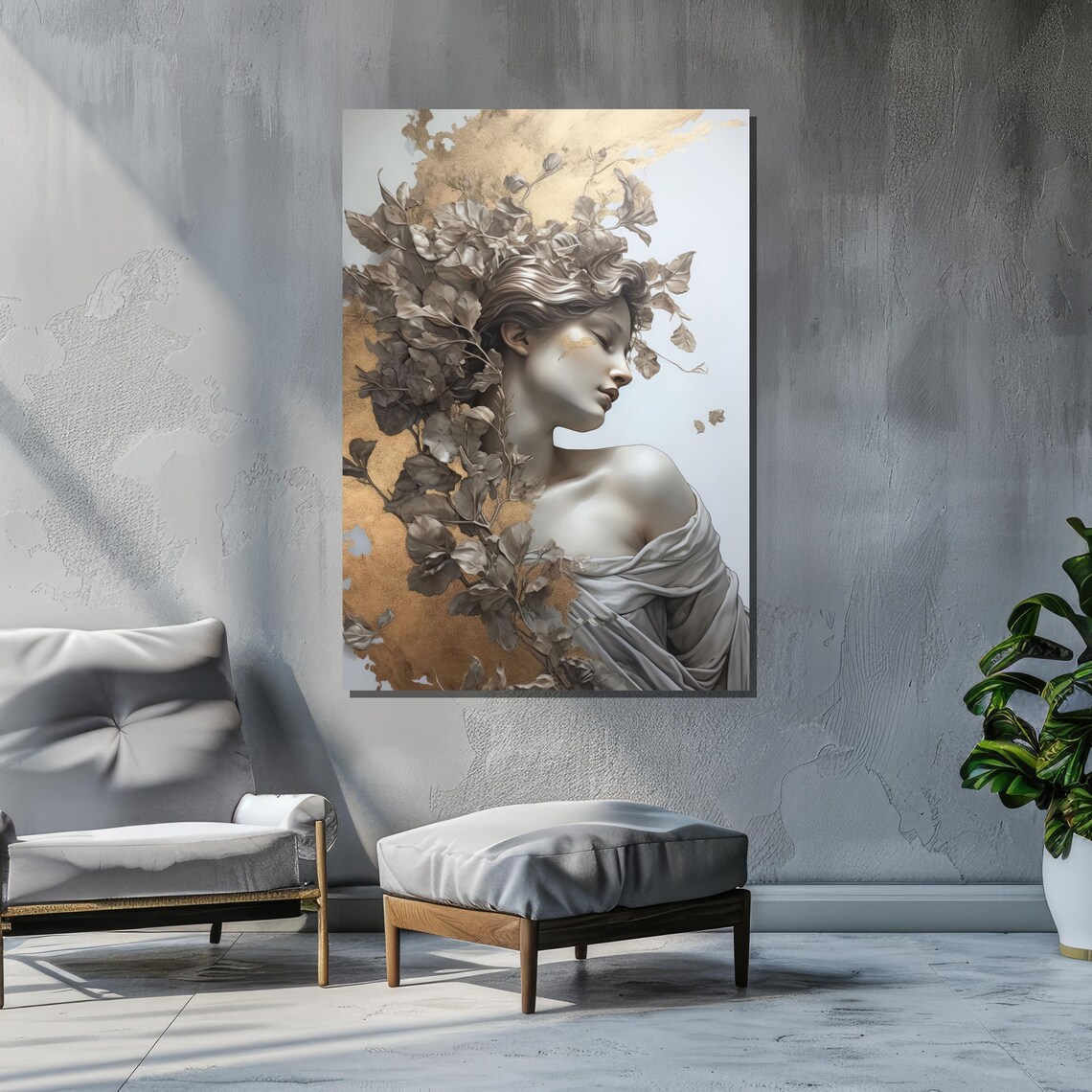 Elegant Woman With Leaves, Dreamlike Ethereal Art Print - Image 2