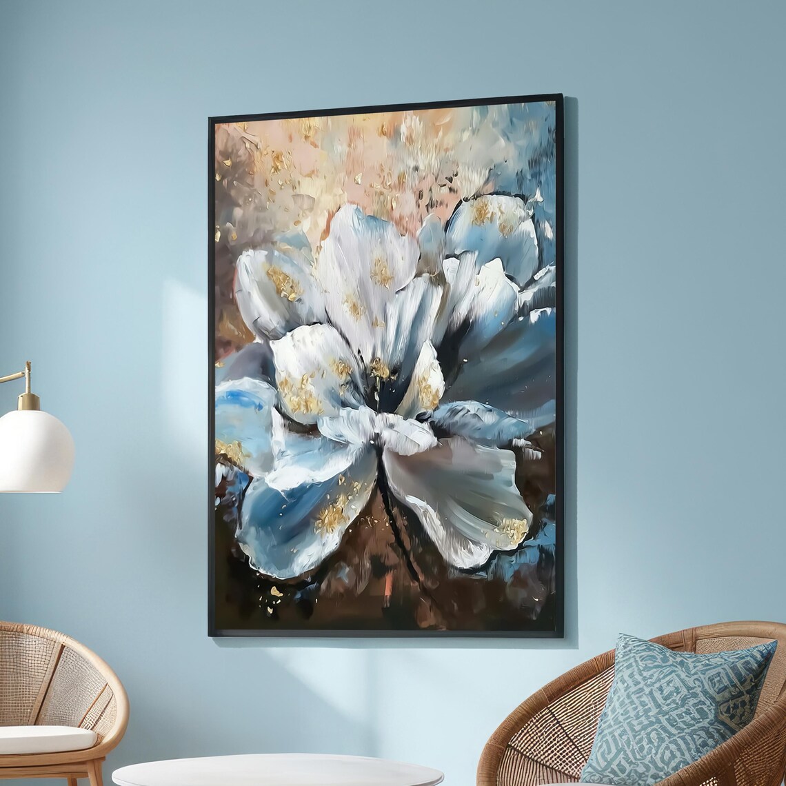 Abstract White Flower, Impressionist Floral Art Print