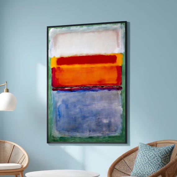 Mark Rothko Inspired Abstract Multi Color Block Painting Large Canvas Art Orange Red Blue Minimalist Wall For Living Room