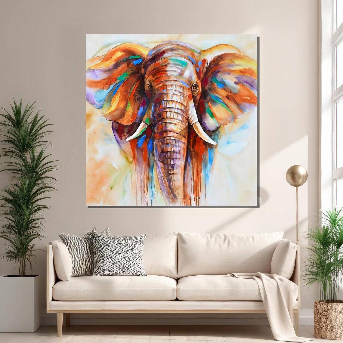 Colorful Elephant Abstract Art Print, Expressionist Decor - Image 2