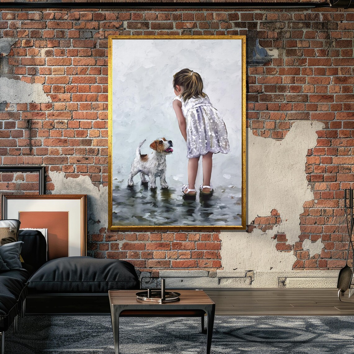 Girl And Dog Companionship, Kids Room Decor Art Print - Image 5