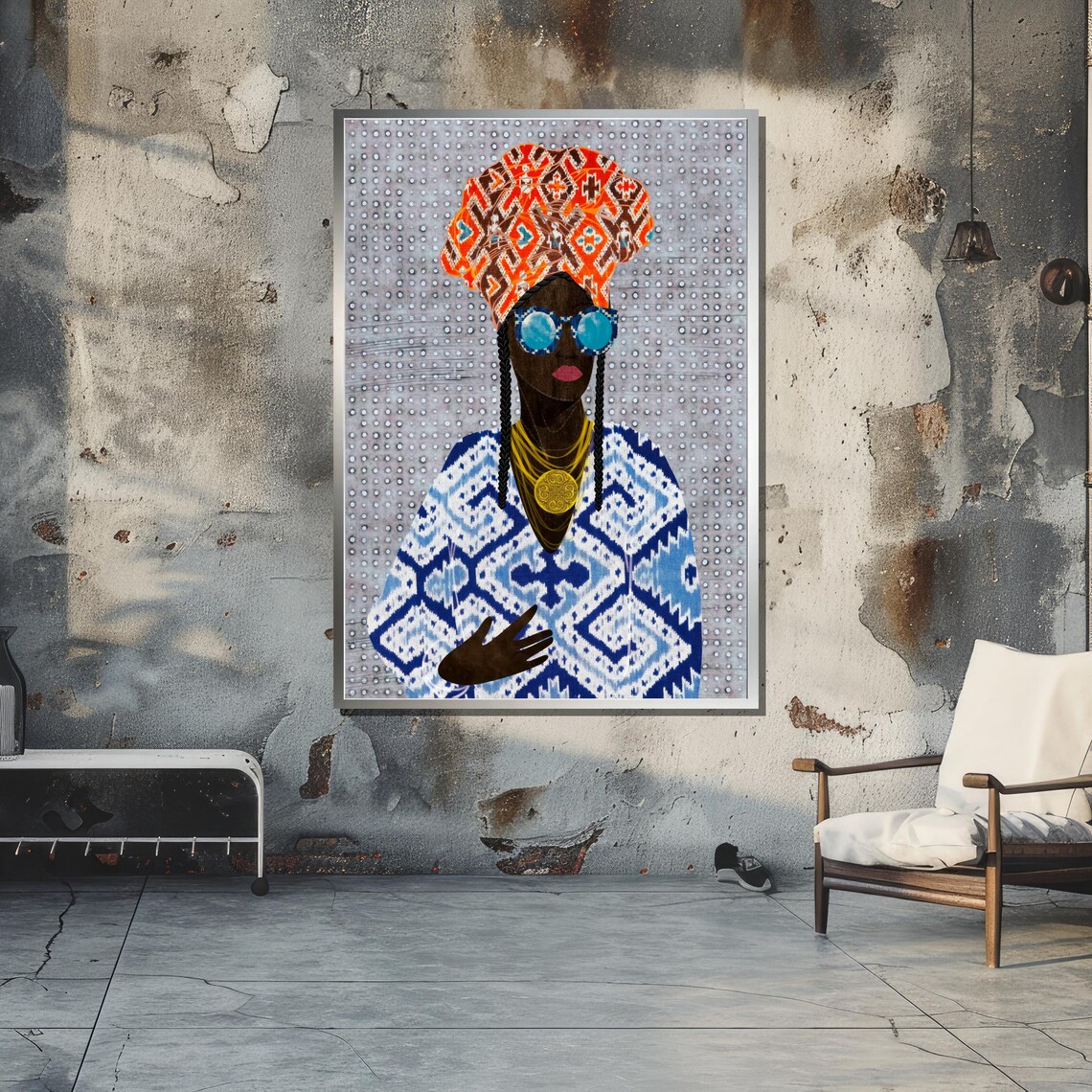 Modern Tribal Woman Portrait, Boho Eclectic Decor - Image 3