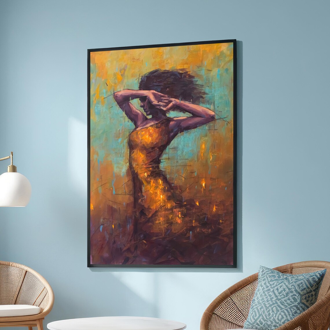 Fiery Woman Abstract, Bold Modern Movement Art