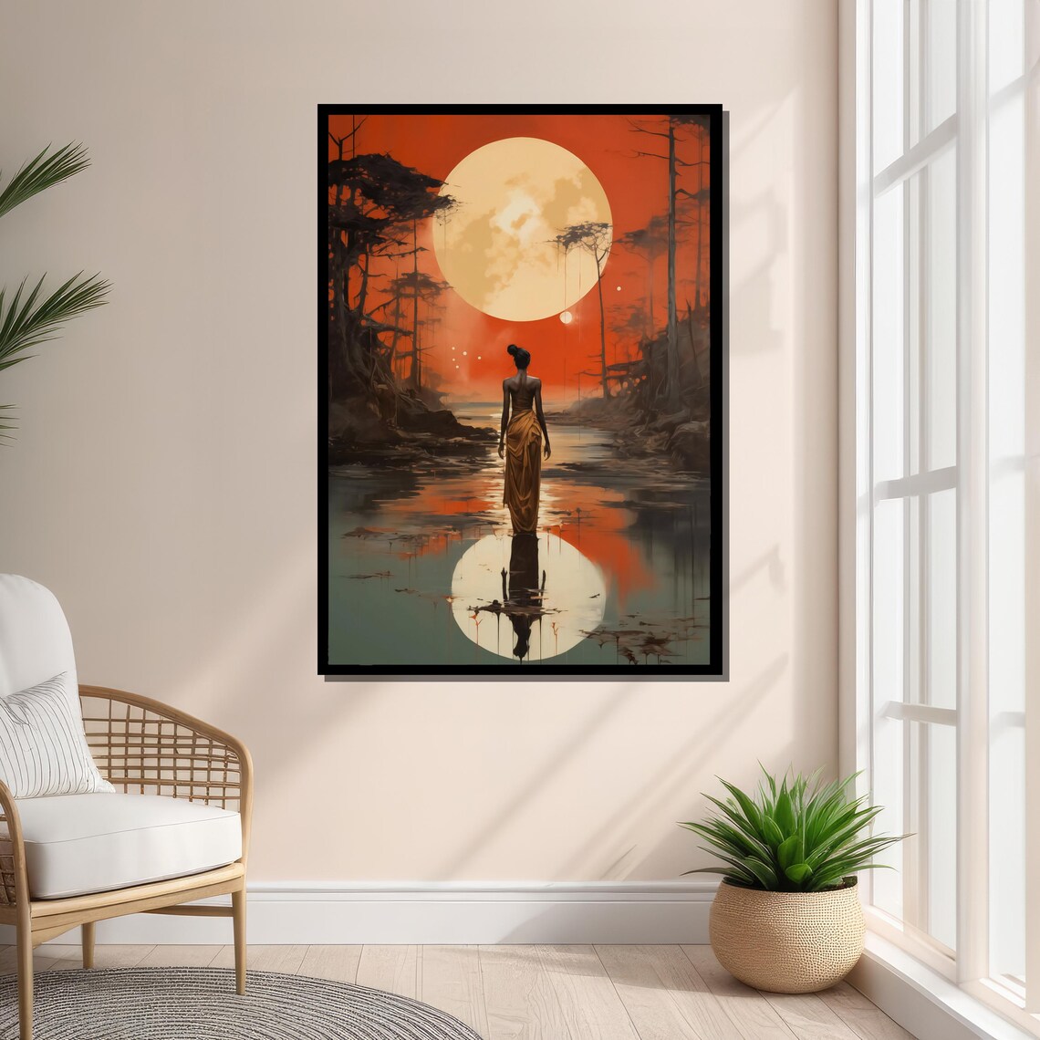 African Woman Surreal Fantasy Landscape Art Print - Image 4