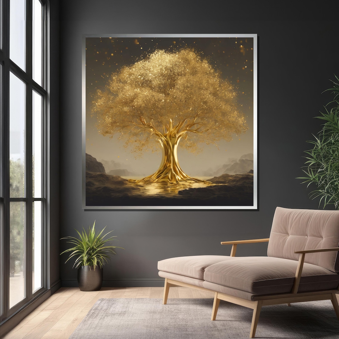 Golden Tree Of Life, Modern Nature-Inspired Decor - Image 4