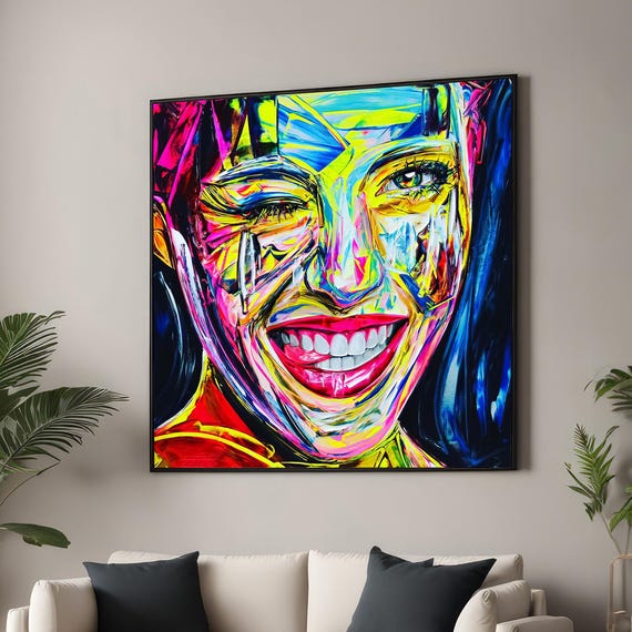 Smiling Woman, Colorful Pop Art Poster