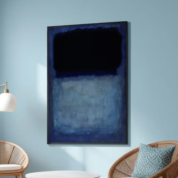 Mark Rothko Black Blue Abstract Large Canvas Painting
