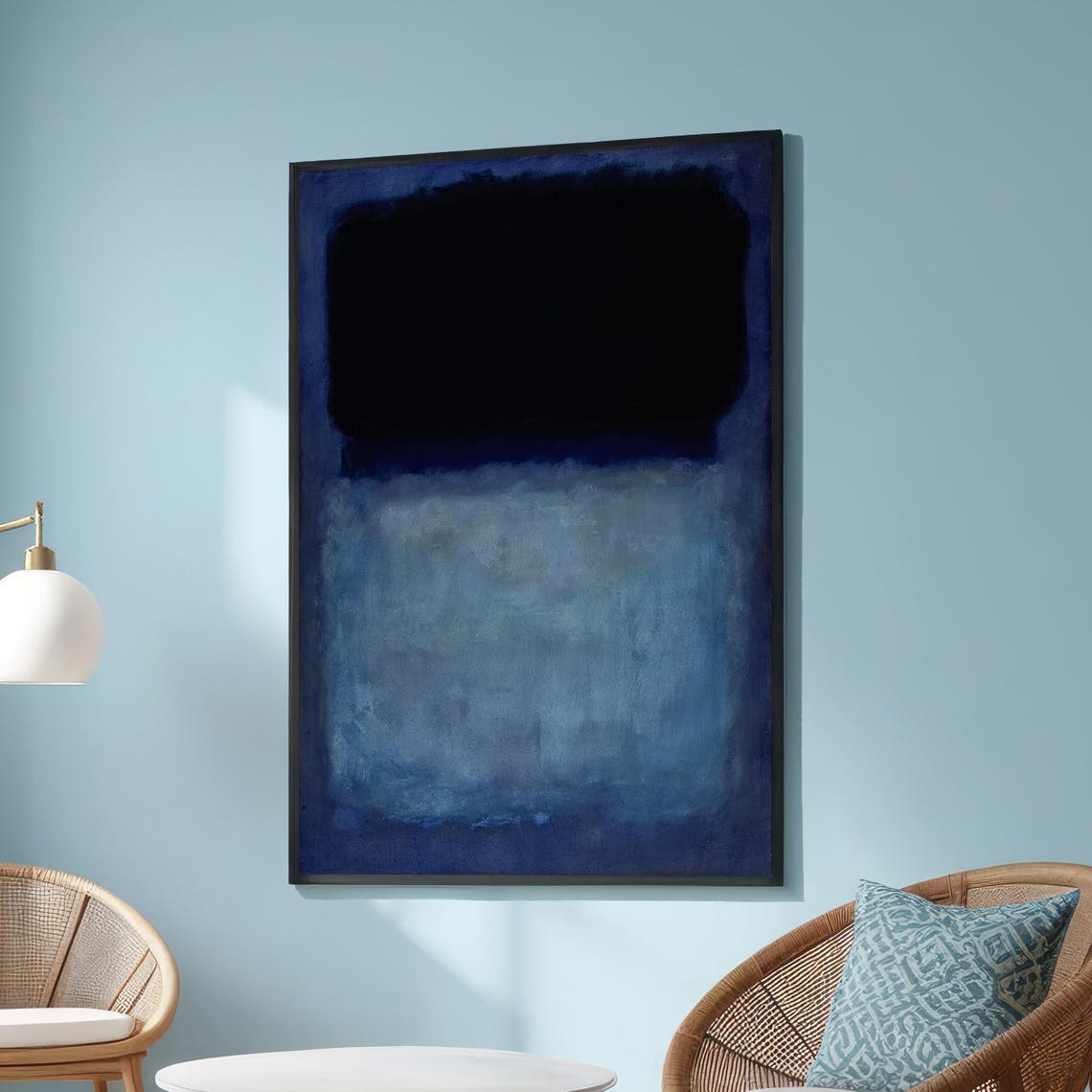 Mark Rothko Inspired Dark Blue Black Abstract Expressionist Poster