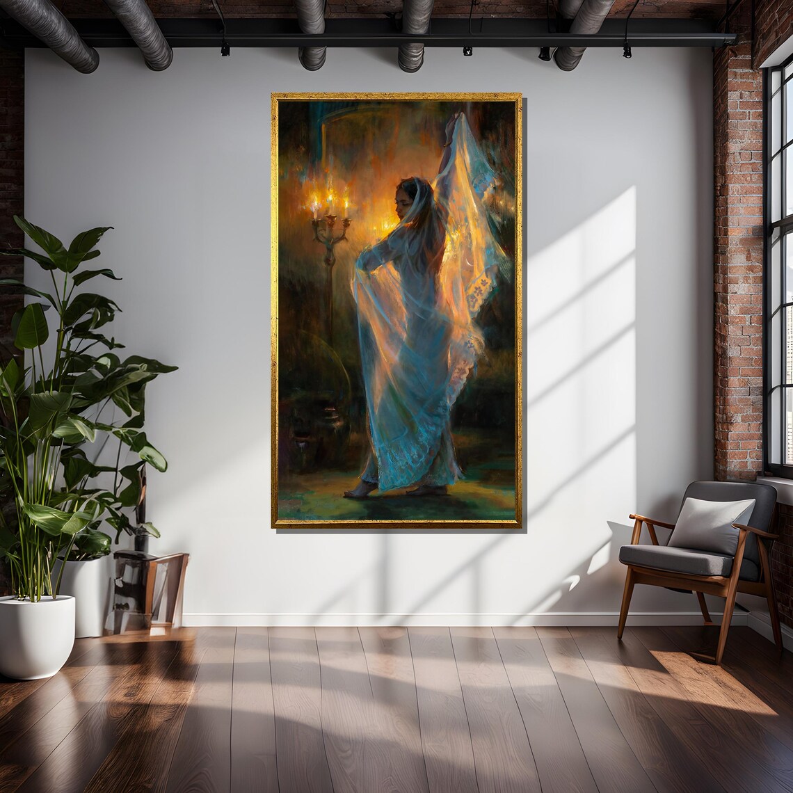Graceful Woman In Candlelit Dance, Dreamlike Impressionist Art - Image 6