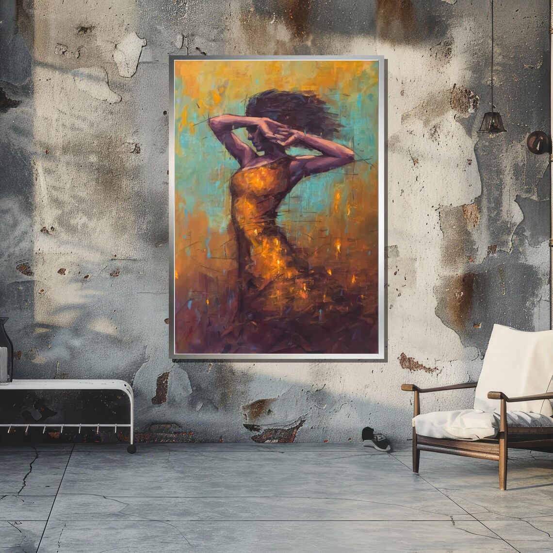 Fiery Woman Abstract, Bold Modern Movement Art - Image 5