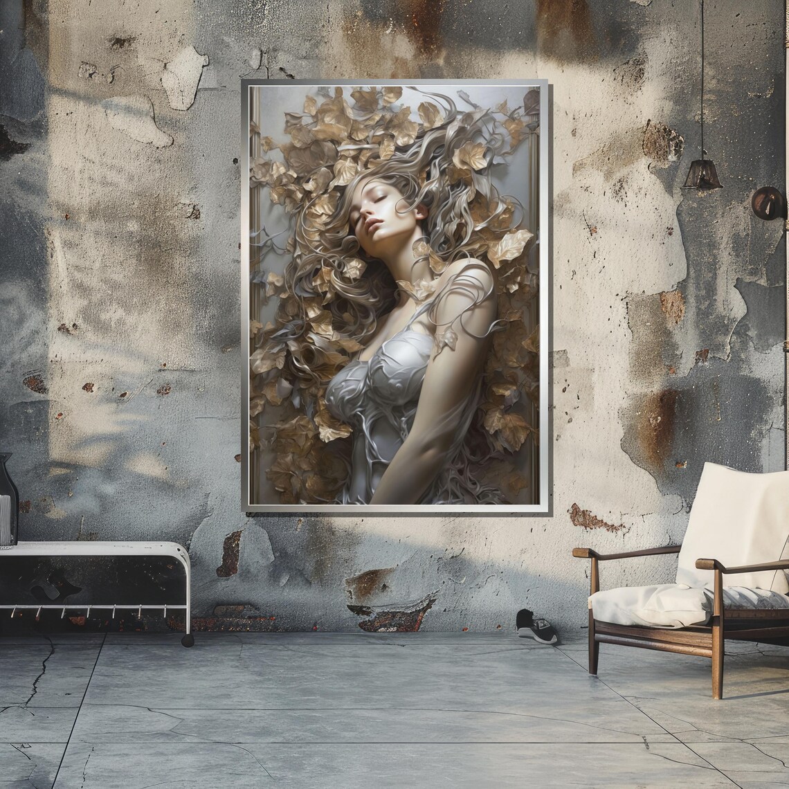 Dreamlike Woman With Flowing Hair, Surreal Fantasy Art Print - Image 5