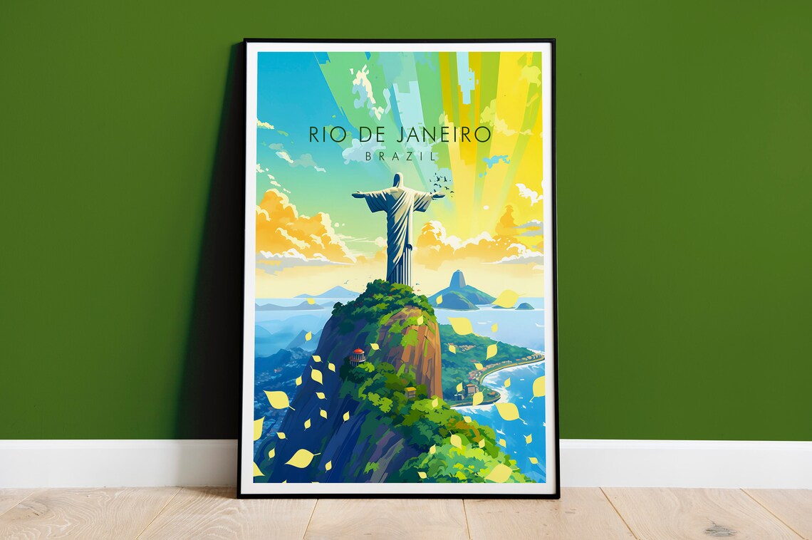 Rio De Janeiro Travel Poster, Brazil Landmarks