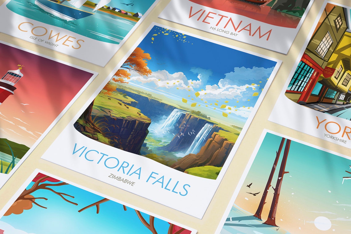 Victoria Falls Zimbabwe Gorge Waterfall Sunset Nature Poster - Image 3