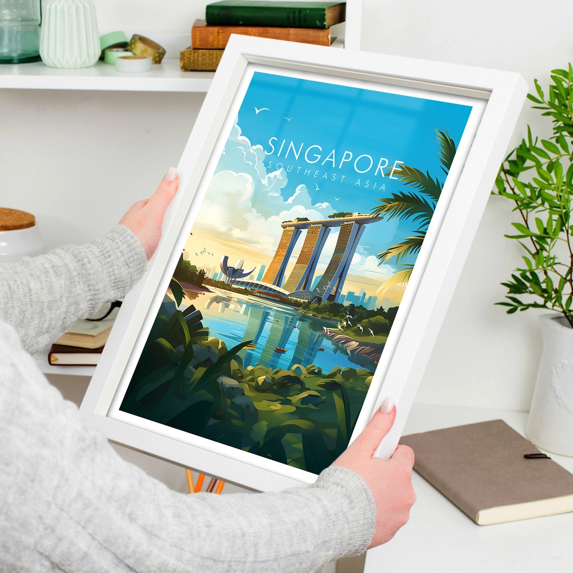 Singapore Southeast Asia Marina Bay Sands Skyline Travel Poster - Image 4
