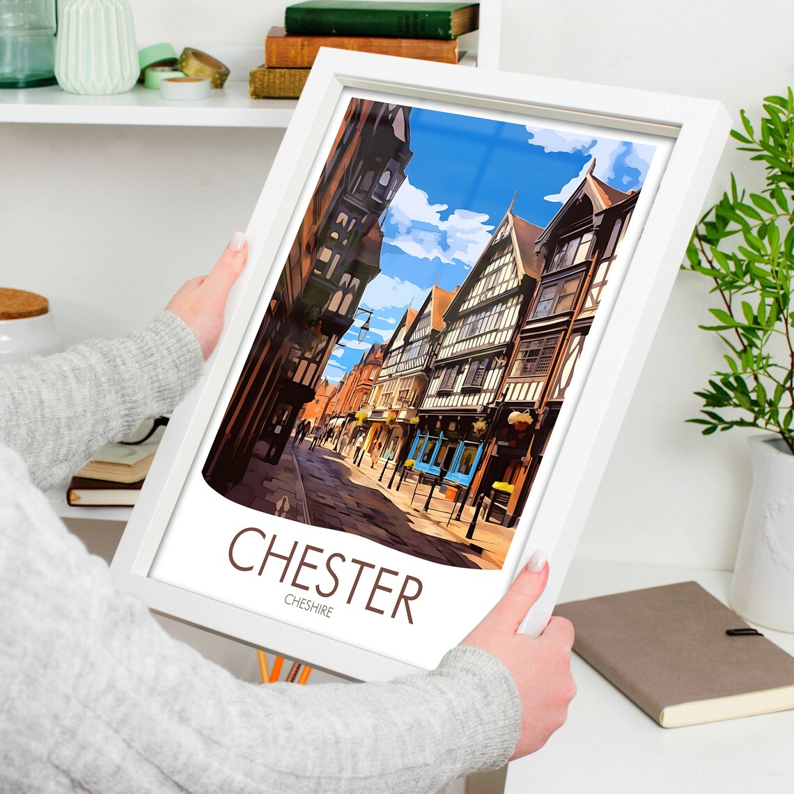 Chester Travel Poster, Cheshire UK Landscape - Image 4