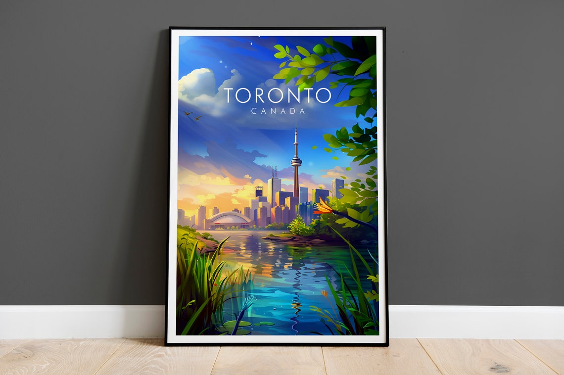 Toronto Canada CN Tower Skyline Golden Evening Harbor Poster