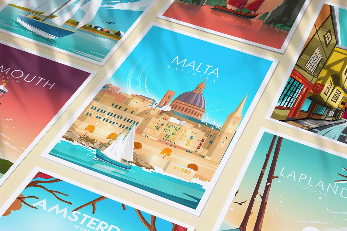 Malta Valletta Travel Poster, Abstract Modern - Image 3