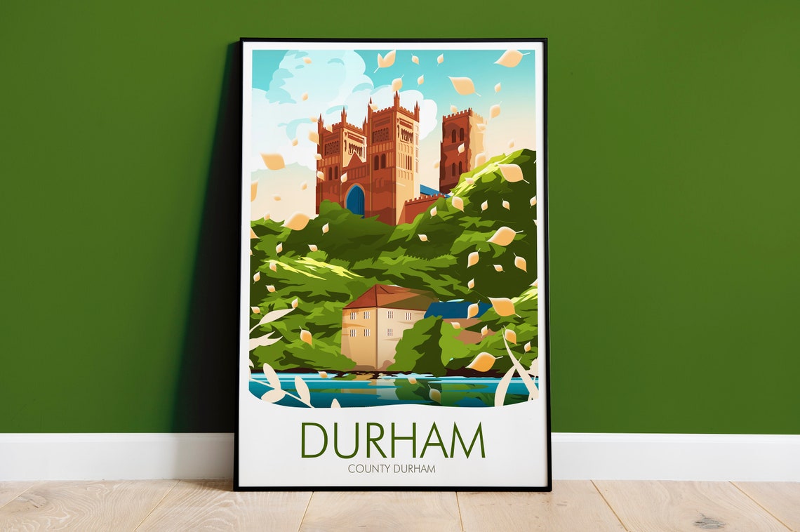 Durham County Durham Cathedral Autumn Leaves River View Poster
