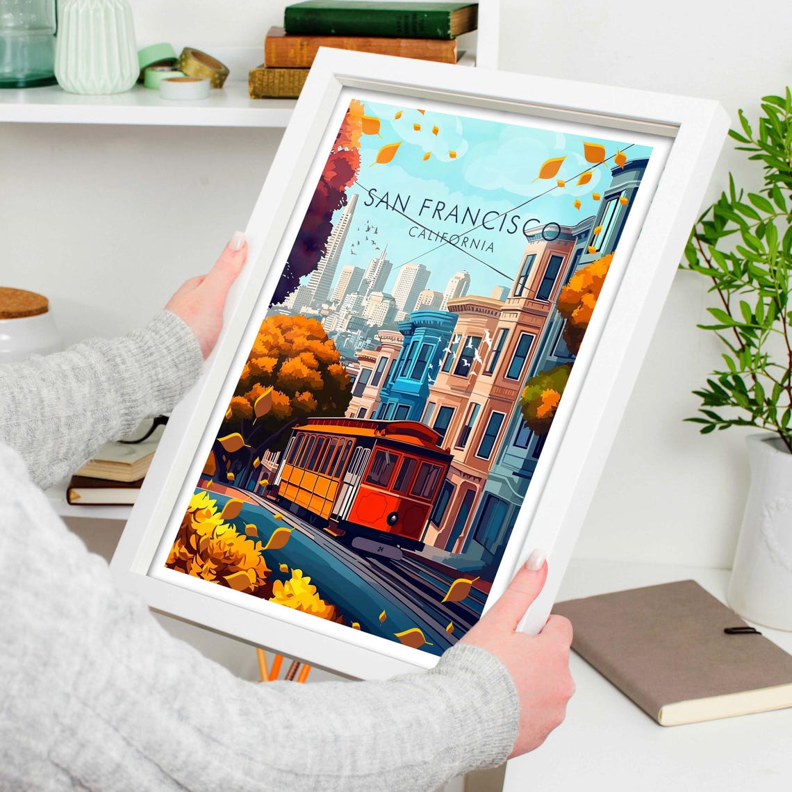 San Francisco California Cable Car Row Houses Vintage Travel Poster - Image 4