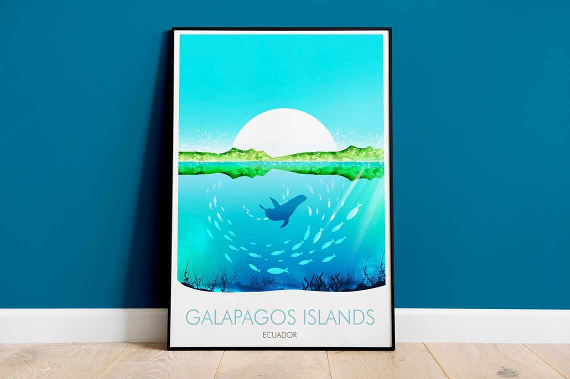 Galapagos Islands Travel Poster, Ocean Destination