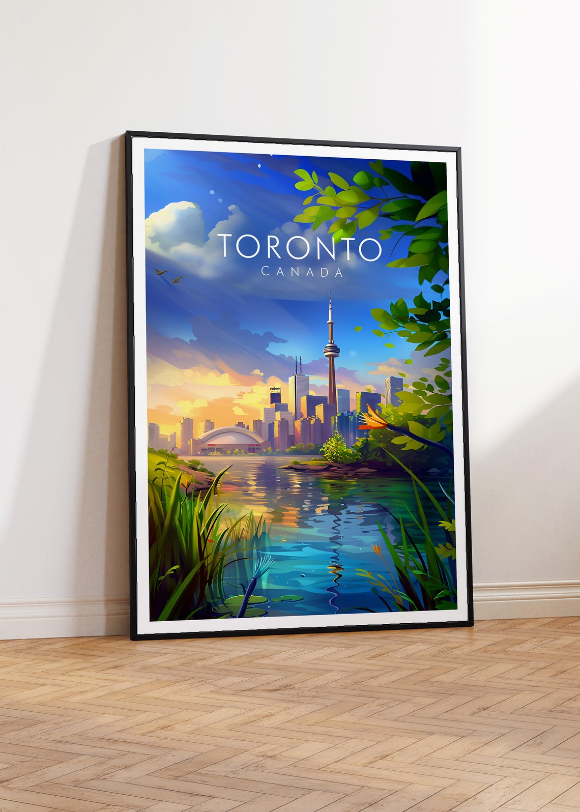 Toronto Canada CN Tower Skyline Golden Evening Harbor Poster - Image 2