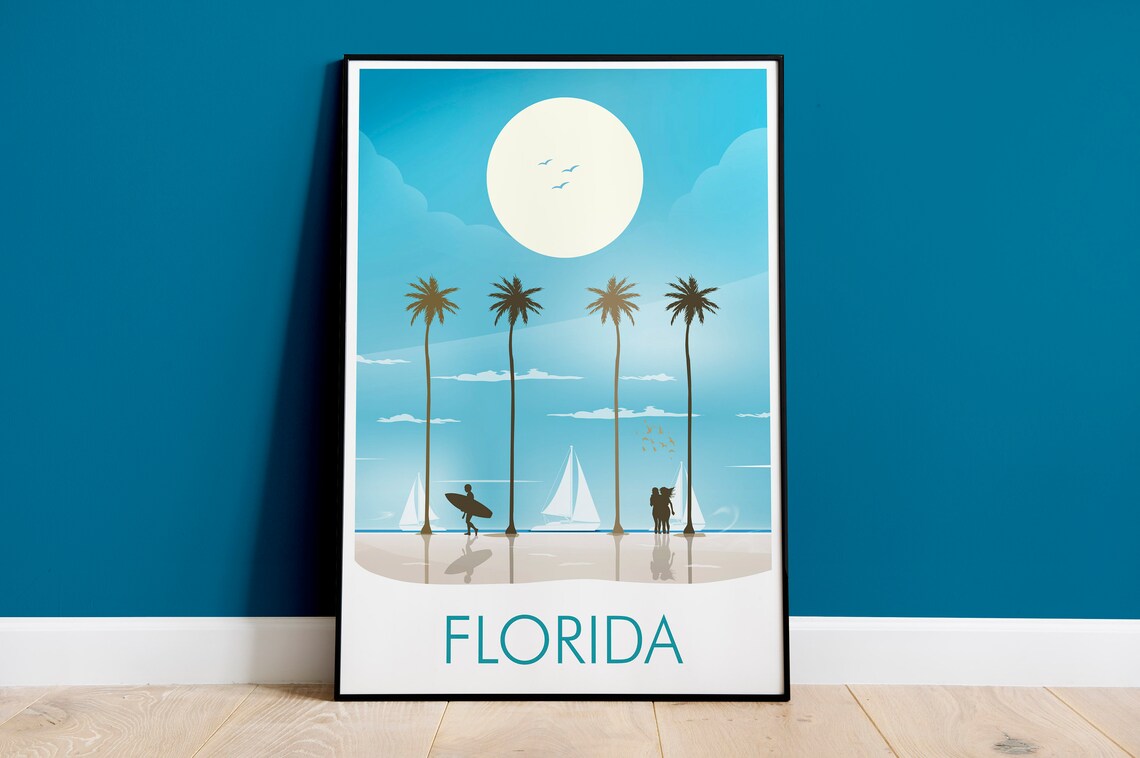 Florida Travel Poster, USA Travel Wall Art
