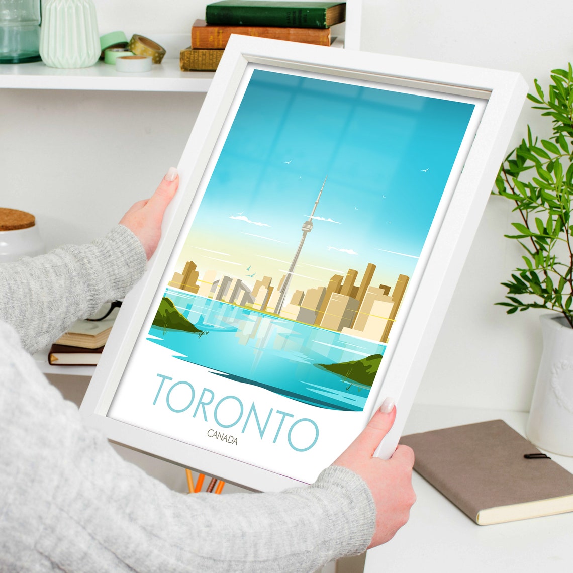 Toronto Canada CN Tower Downtown Skyline Sunset Lake View Poster - Image 4
