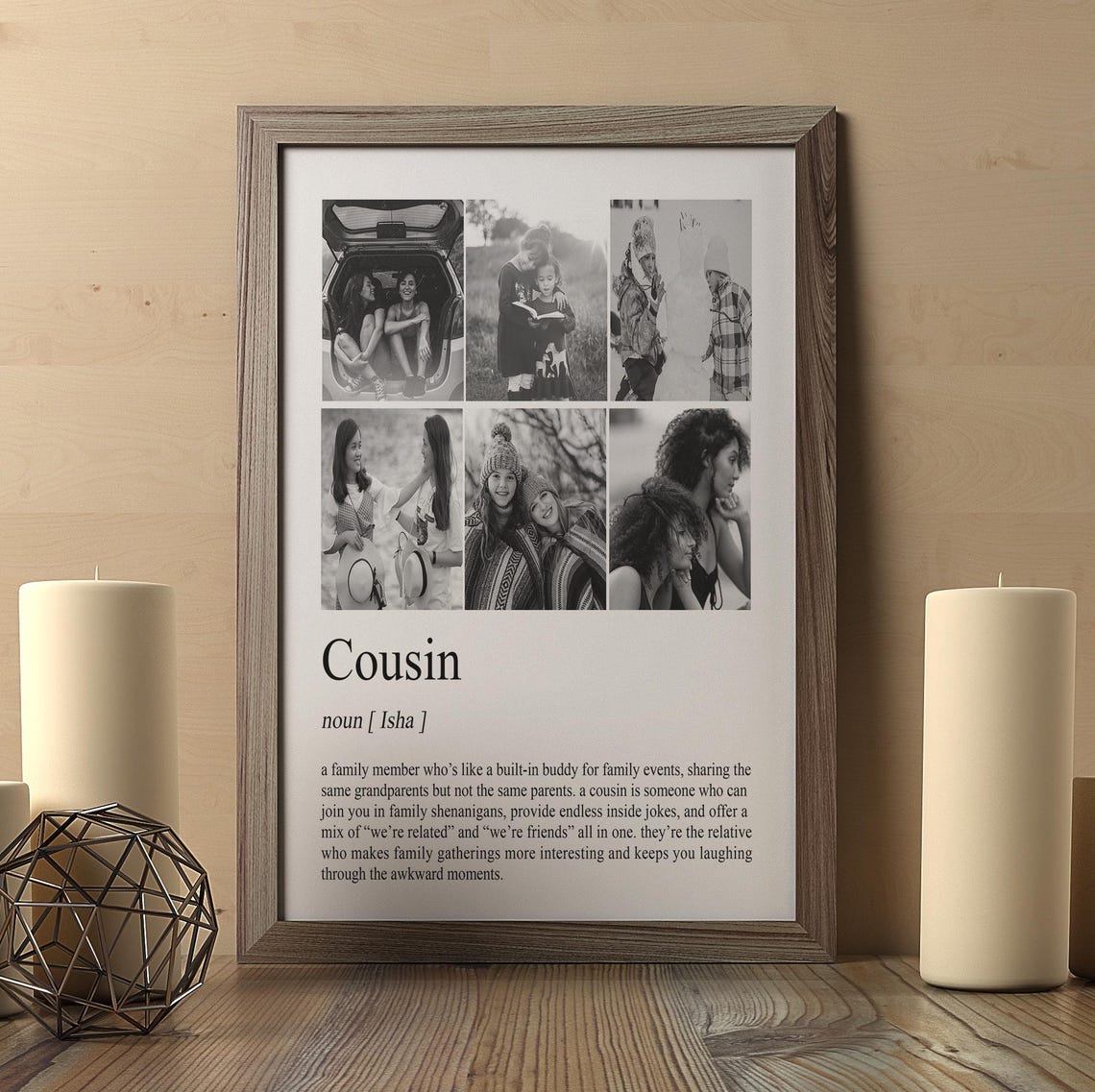 Personalized Cousin Photo Collage Dictionary Definition Gift Poster - Image 2