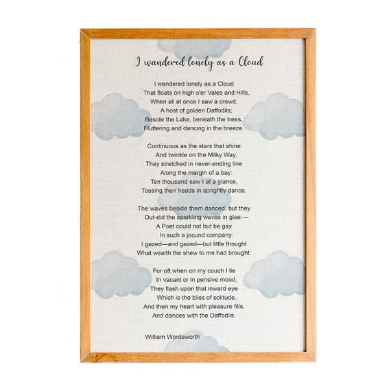 I Wandered Lonely As A Cloud William Wordsworth Quotes Wall Art Memory Experience Poem Print Wall Art Print Minimalist Dcor Quote