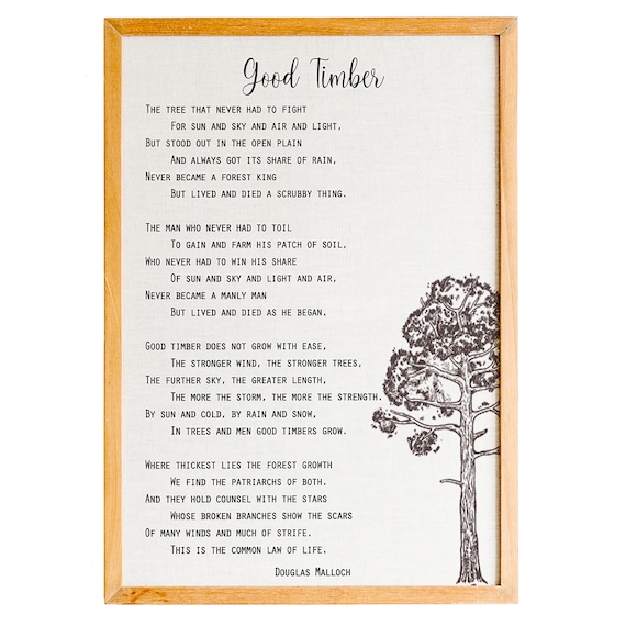Douglas Malloch Good Timber Strength Poem Tree Sketch Poster