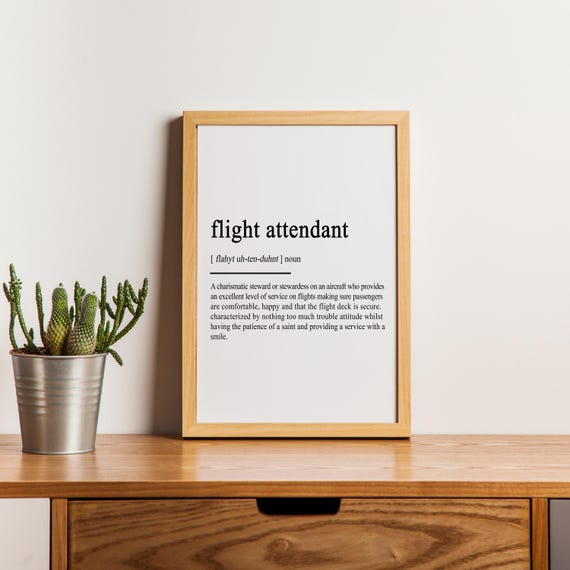 Flight Attendant Definition Pilot Gift Airlines Travel Gift Air Hostess Gift Cabin Crew Gift Aviation Themed Gift Aviation Gifts