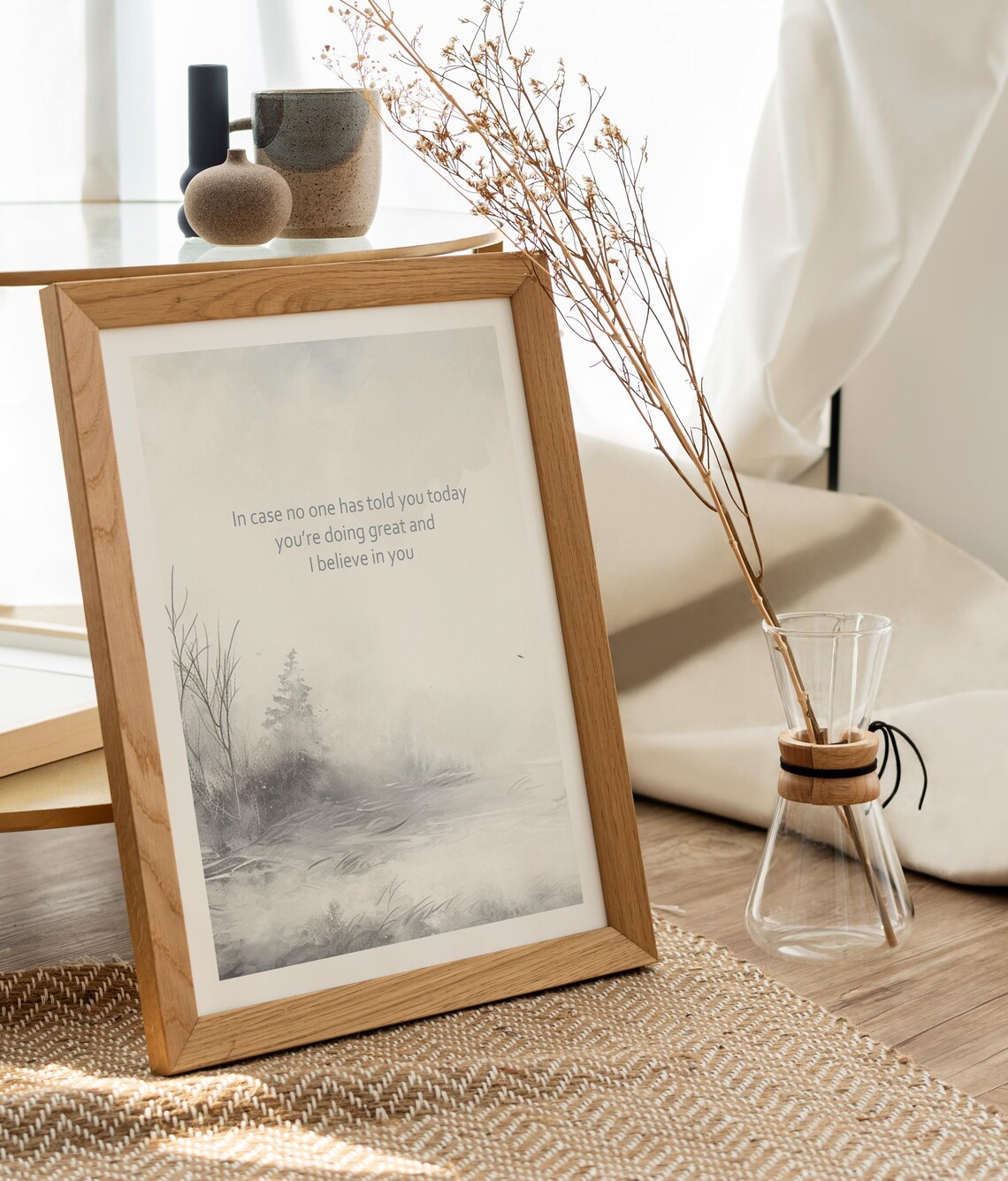 Believe In You Encouragement Quote Misty Landscape Motivational Poster - Image 2