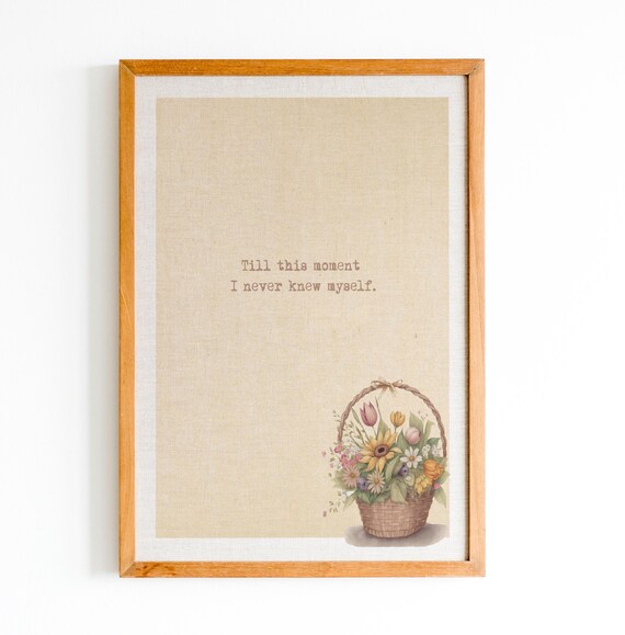 Pride and Prejudice Never Knew Myself Quote Art Vintage Paper Basket Poster