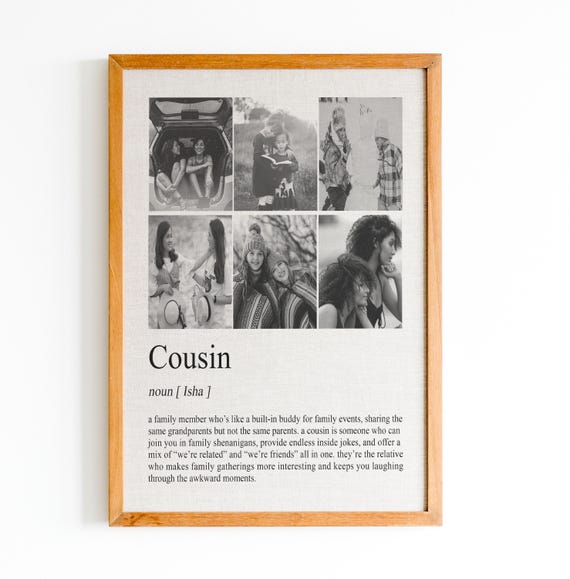 Personalised Cousin Definition Print Cousin Definition Personalised Gift For Cousin Gift For Cousin Custom Photo Gift Cousin Print