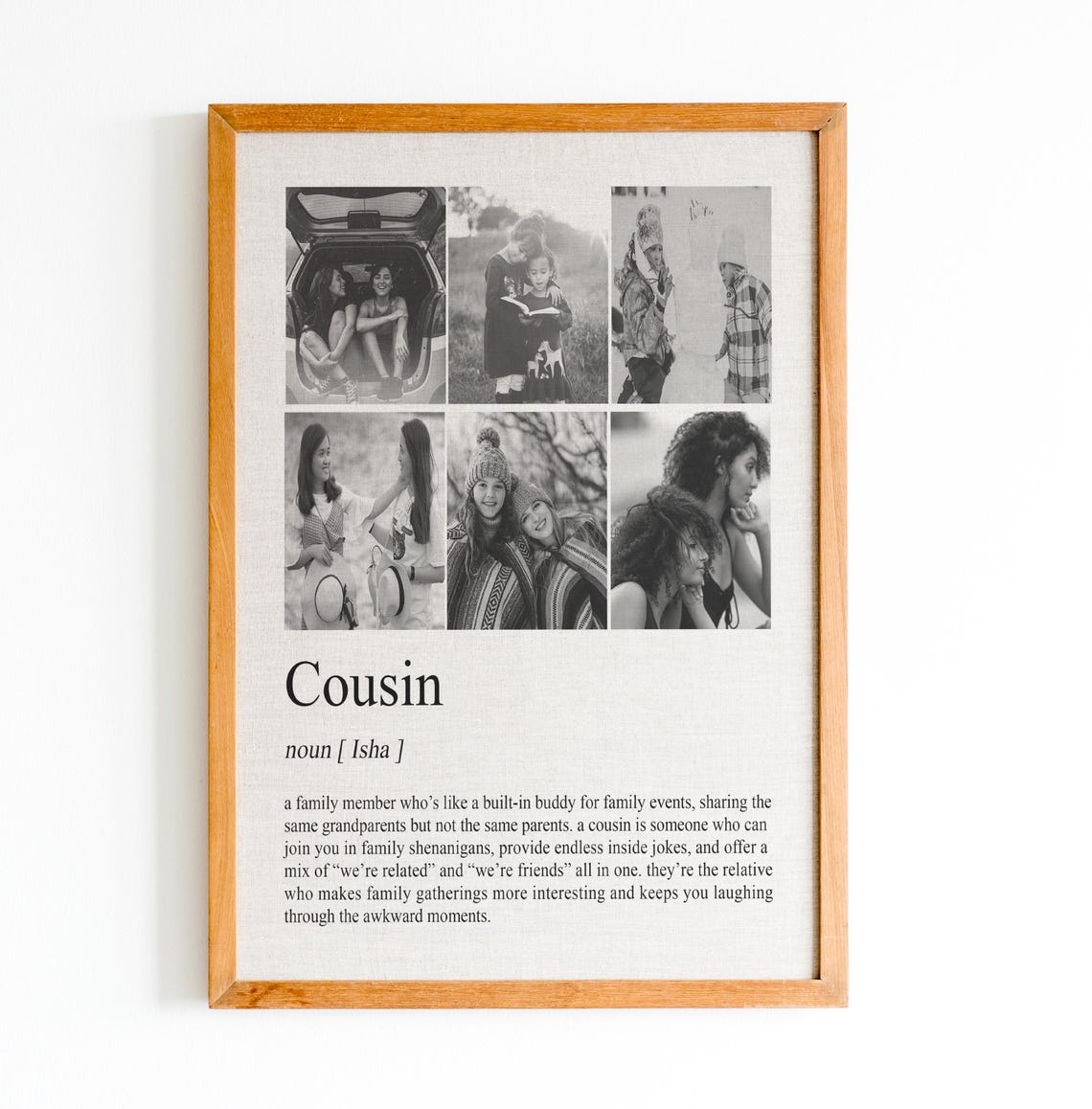 Personalised Cousin Definition Print Cousin Definition Personalised Gift For Cousin Gift For Cousin Custom Photo Gift Cousin Print