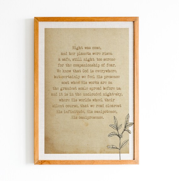 Jane Eyre Night Was Come Passage Typewriter Book Lover Quote Art Poster