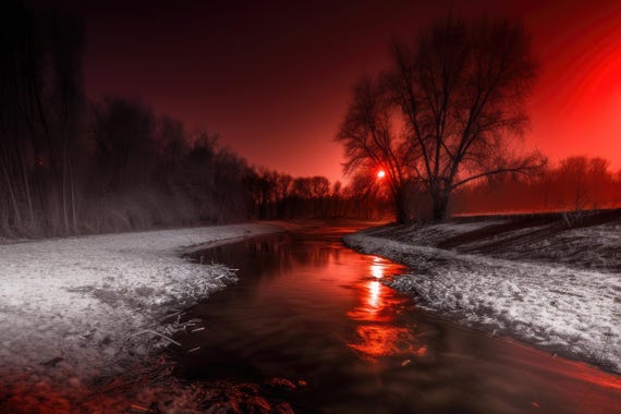 Red River At Midnight Scenic Picture High Resolution