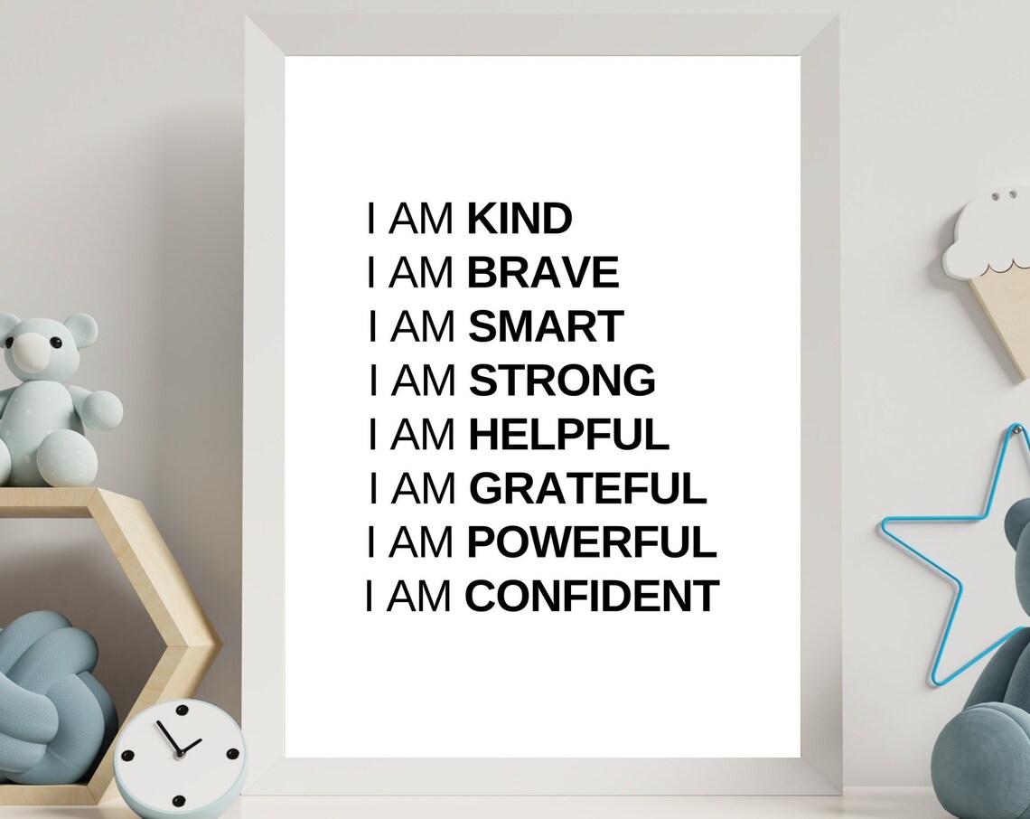 I Am Kind Brave Smart Strong Daily Affirmations Kids Room Decor Poster - Image 5