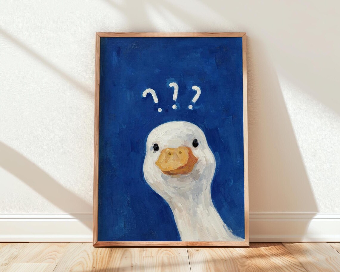Confused Duck Print Question Mark Wall Art