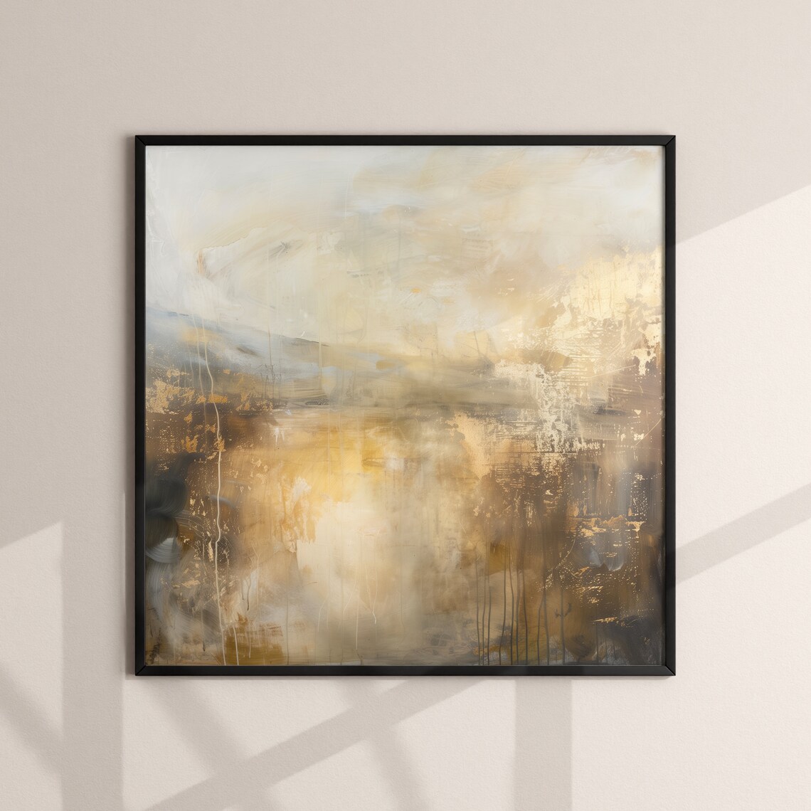 Modern Abstract Square Art, Japandi Brush Strokes