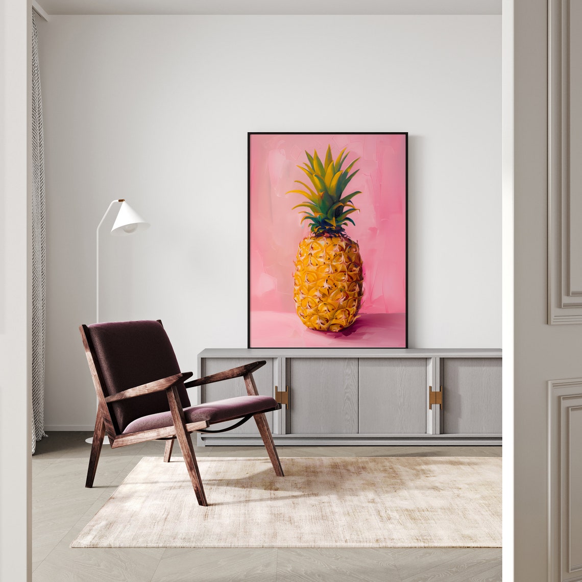 Pink Pineapple Painting, Tropical Fruit Art Print - Image 4