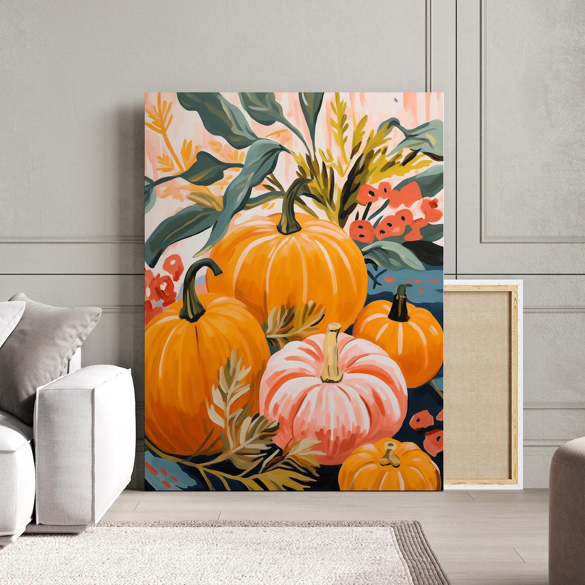 Autumn Pumpkins Painting, Thanksgiving Halloween Decor - Image 4